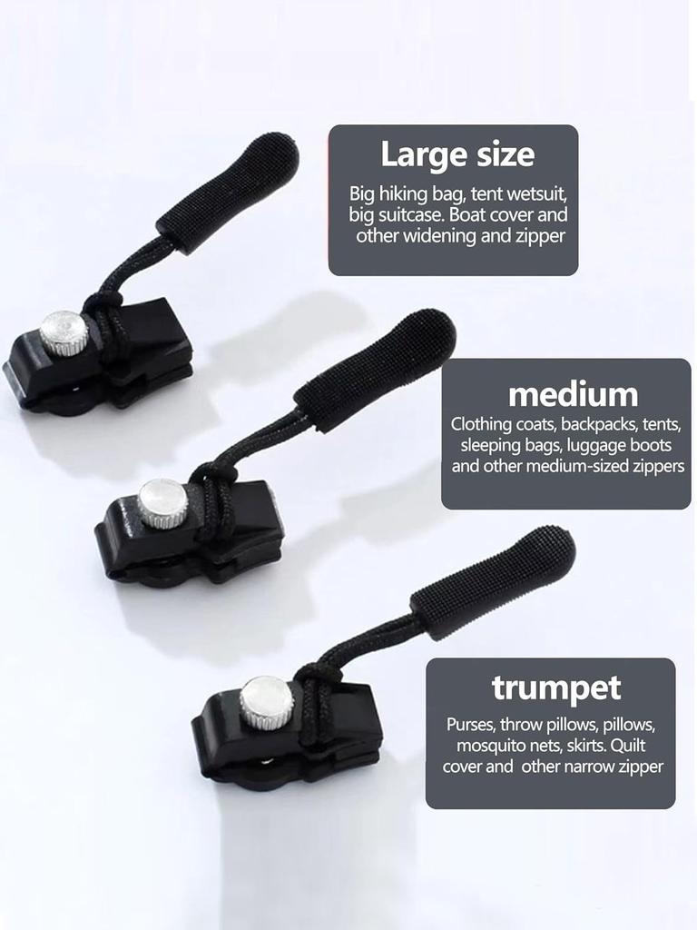 Large Replaceable Zipper Head for Clothing Bags, Travel Bags, Wallets, Tents, Golf Bags and Other Zipper Repair