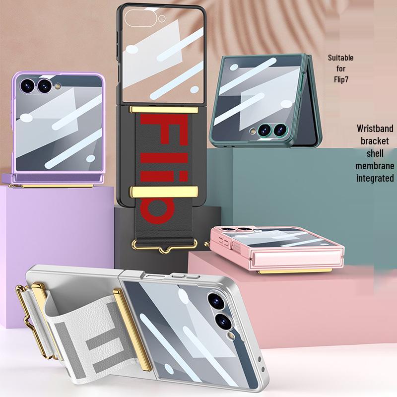 Samsung Flip7 Ультратонкий ремешок на запястье Складной чехол - Легкая роскошь Интегрированная защитная крышка для экрана