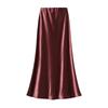 Elegant Satin Fish Tail Skirt For Women With Stretch Waistband In Spring Fashion