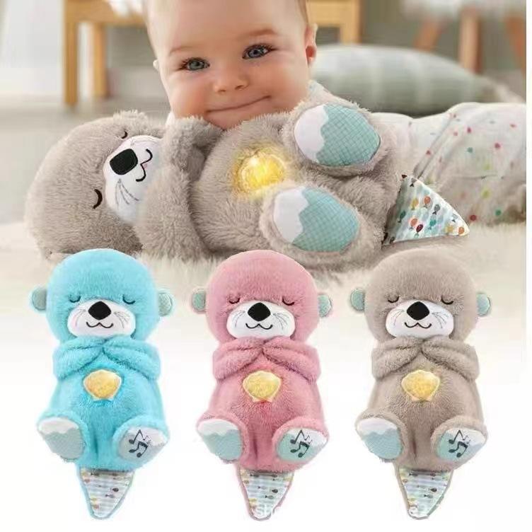 New Breathing Otter Plush Toy with Music & Light, Soft Cuddly Stuffed Animal, Soothing Companion for Kids, Cute Gift for Girls