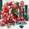 130PCS Christmas Balloon Collection Candy Cane Aluminum Film Balloon Red Green White Christmas New Year Balloon Chain Arch Wreath Set