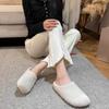 Women's Home Slippers Baotou Thermal Cotton Slippers Woman Outside Velvet Half Slippers Women Wear Autumn and Winter Models