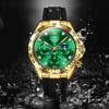 Часы OLEVS Стильные популярные часы Модные японские кварцевые наручные часы с большим циферблатом Уличные часы Дата Зеленые наручные часы Водонепроницаемые спортивные деловые золотые