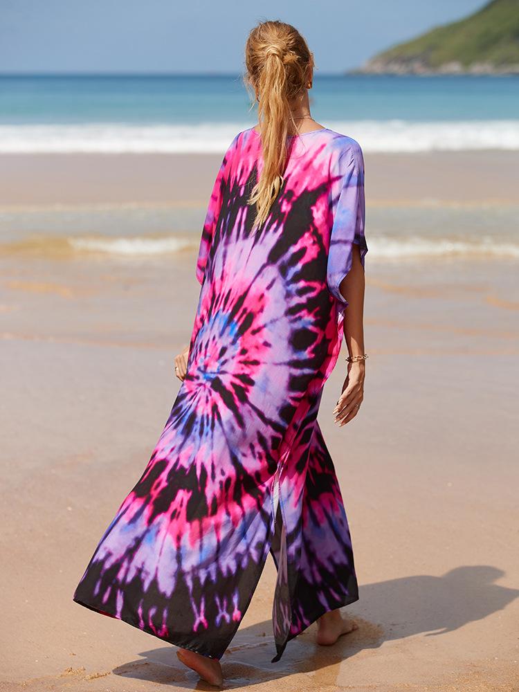 Women's Oversized Printed Cotton Beach Robe and Bikini Cover-Up with Sunscreen Protection