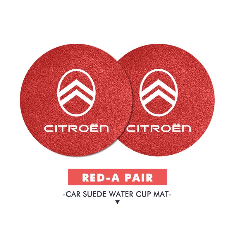 For Citroen 2PCS Car Logo Anti-Slip Water Cup Pad Drink Holder Mat Interior Accessories C4 C3 C5 C1 C2 C6 VTS C4L DS3 DS4 DS5