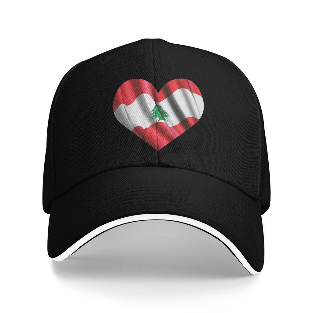 Lebanon Flag Heart Cap For Men Women Stylish Baseball Cap Dad Hat Daily Headewear Adjustable Fit