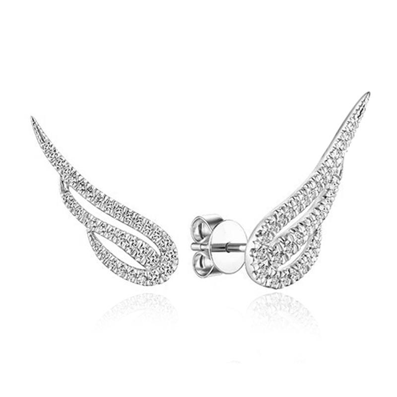 Серьги-гвоздики Huitan Dazzling Angle Wings для женщин с микро-паве CZ, простые стильные женские серьги для повседневной носки, модные украшения для вечеринок