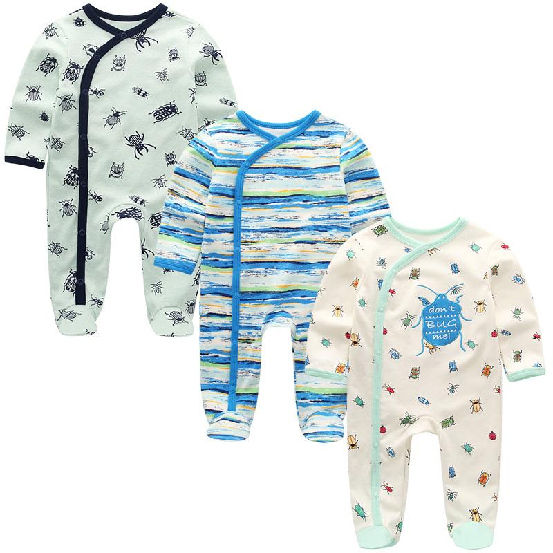 Newborn Baby Clothes Long Sleeve Rompers Cotton 3Pcs Toddler Clothing 3-12M