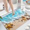 Starfish Seashell Beach Bath Mat, Ultra-Soft Non-Slip Rug, Machine Washable Floor Mat for Bathroom Kitchen Living Room Decor