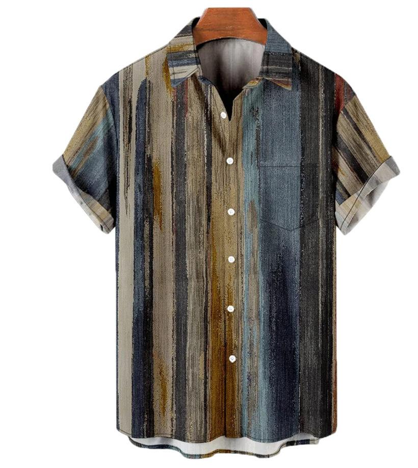 Summer Plus Size Men's Casual 3D Digital Printed Short Sleeve Shirt Hawaiian Men's Shirt