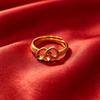 Double Heart Ring Women's Open Adjustable Couple Starry Sky Band Open Ring Daily Wear Index Finger Ring