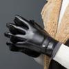 Cycling Solid Color PU Leather  Gloves Plus Plush Korean Style Mittens Men Gloves