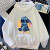 Boys Girls Disney Stitch Angel Cartoon Fun Print Fall and Winter Long Sleeve Top Kids Casual Comfortable Soft Hooded Sweatshirt