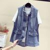 Vintage Denim Vest Women Spring Autumn Sleeveless Jacket Ladies Temperament Loose Korean Elegant Waistcoat