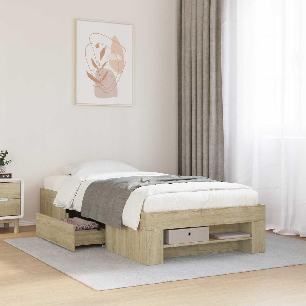 Bed Frame with Storage Sonoma Oak 80 x 200 cm Engineered Wood