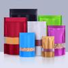 100pcs Colour Window Aluminum Foil Self-supporting Bag Thick Waterproof Sealing Bag Dried Fruits Snacks Seal Packaging Bag