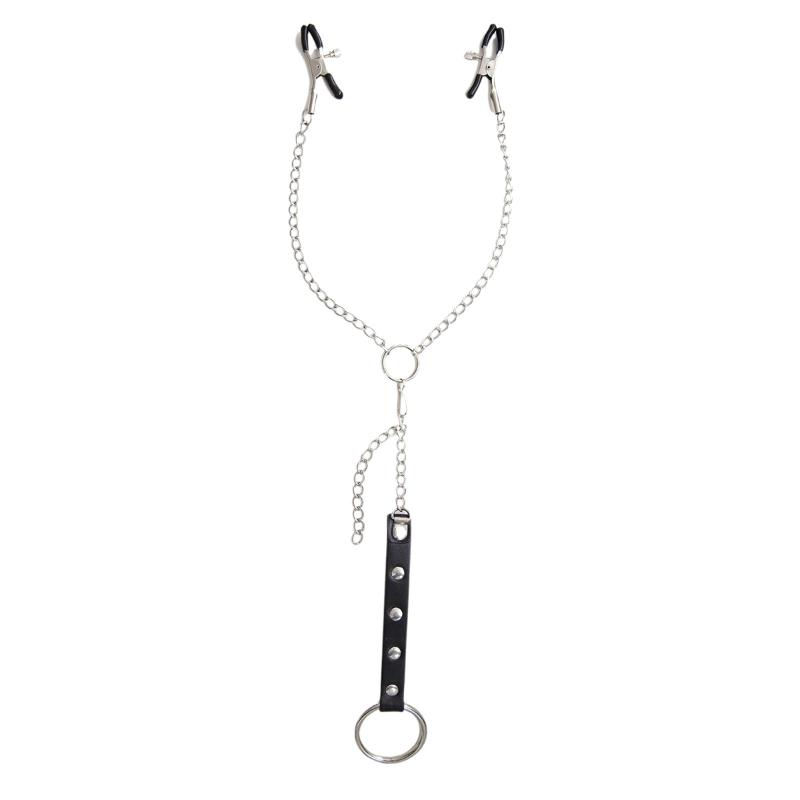 textureMetal Chain Nipple Clamps for Couples Adjustable Breast Clip Bondage Accessories for Sensual Bedroom Foreplay