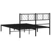 Metal Bed Frame with Headboard Black 150 x 200 cm
