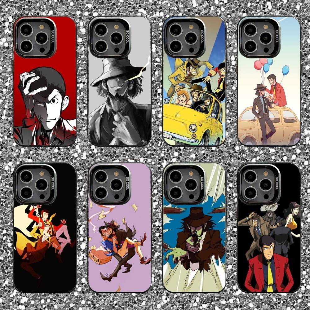 Чехол для телефона L-Lupin the Third для iPhone 16,15,14,13,12,11,Pro,XS,Max,Plus,Mini,SE Черный Конфетный Матовый Ударопрочный Чехол