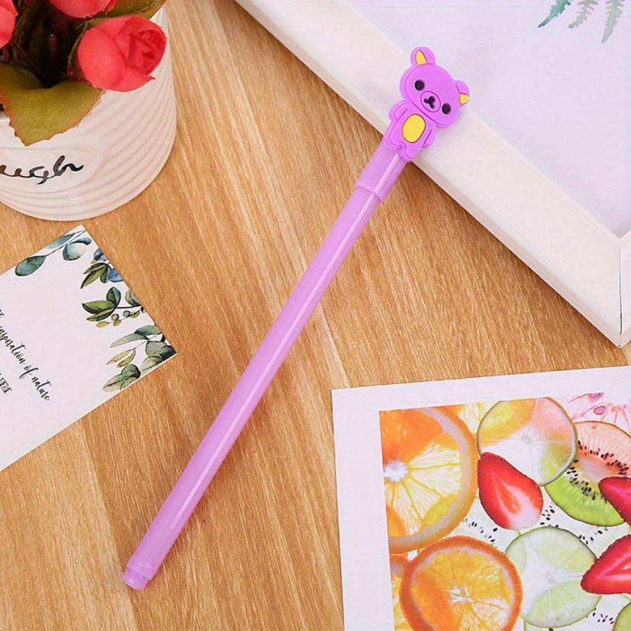 Back To School Season 10pcs 0.5mm Creative Patch Silicone Bear Gel Pen Cartoon Animal Shape Water Pen Cute Learning Stationery Office Signature Pen
