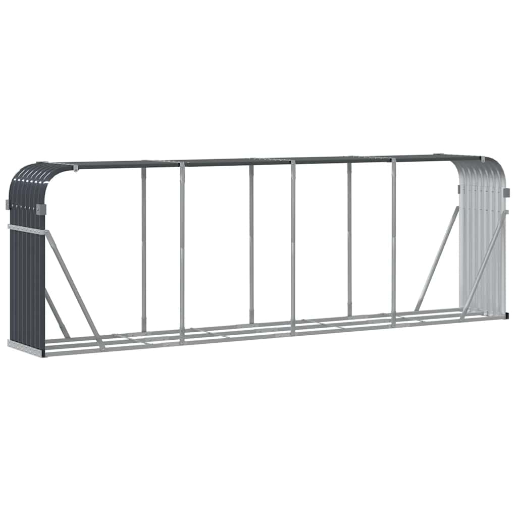 Fireplace Log Storage Stand Anthracite 300 x 45 x 100 cm Galvanized Steel