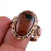 Natural Mahogany Red Obsidian Gemstone Two Tone 925 Sterling Silver S.9.5 H3F05