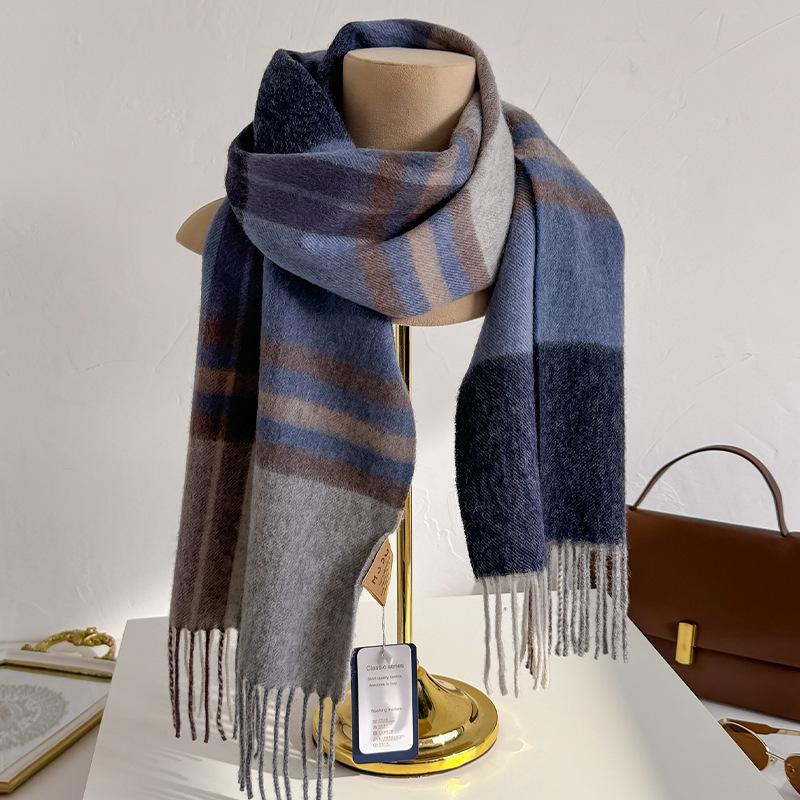 100% Wool Australian Pure Wool Plaid Scarf Winter Versatile Warm Couple Scarf