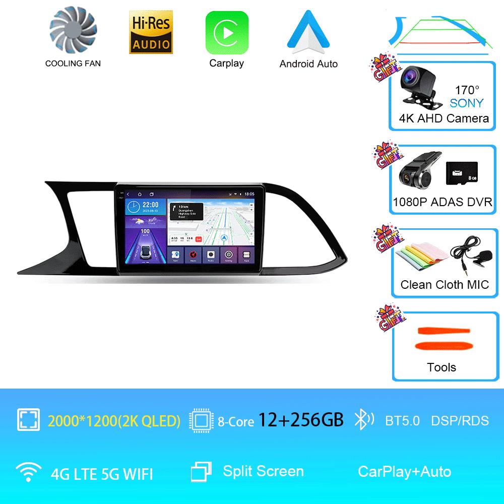 Автомобильное радио Android 14 Carplay Auto для Seat Leon 3 MK3 2012-2020 GPS-навигация 4G WIFI Мультимедийный видеоплеер Стерео 360 Камера