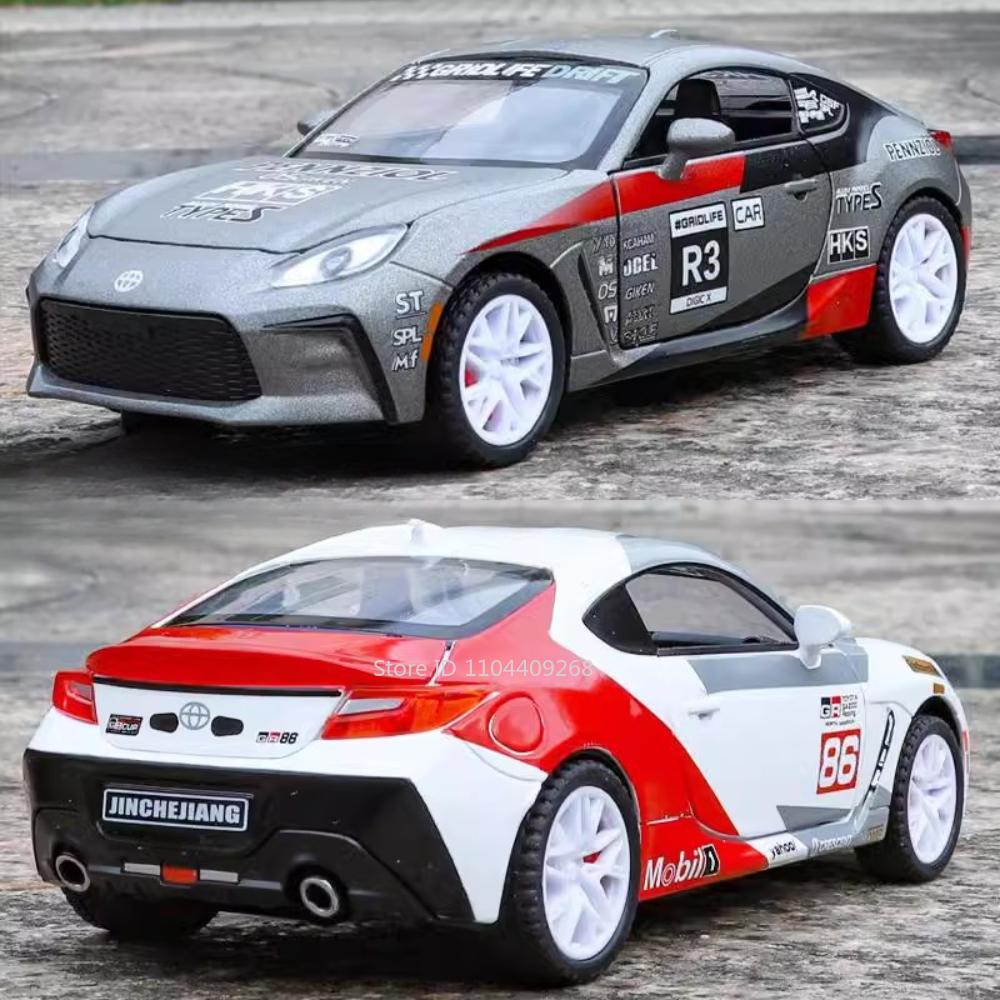 1:32 Scale GR86 AE86 Sports Car Model Toy Metal Diecast Doors Opened Pull Back Miniature Vehicles Models Kids Desktop Ornaments