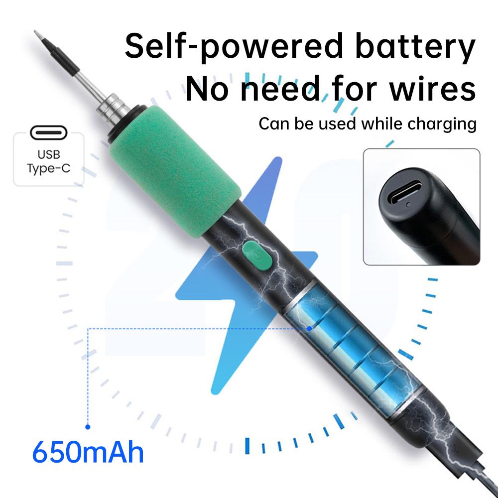 15W USB Soldering Iron Set Wireless Three-level Temperature Control Soldering Iron TYPE-C Built-in Battery for Circuit Board