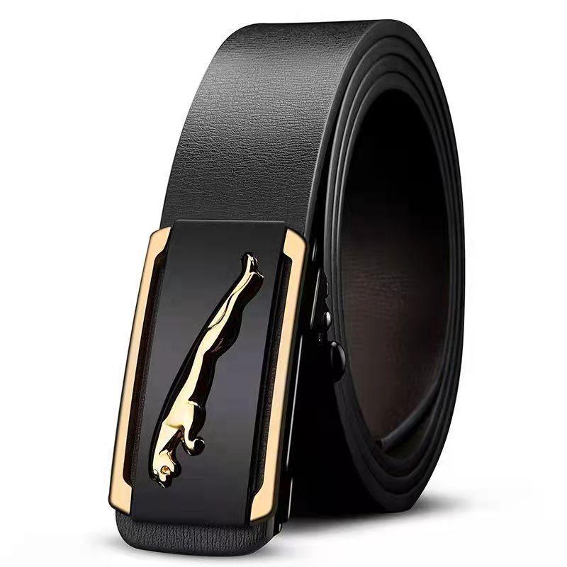 Кожаный ремень с автоматической пряжкой без зубцов для мужчин - Повседневный пояс для среднего и молодого возраста
