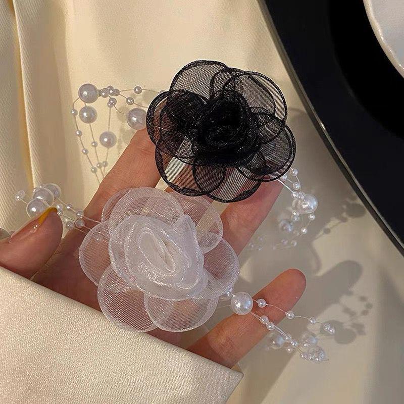 Романтическое черно-белое колье с цветочным жемчугом и жемчужным ожерельем женская цепочка на ключицы