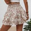 Женская модная юбка с цветочным принтом, плиссированная юбка, короткая юбка с рюшами и принтом