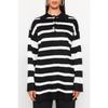 Черно-белый полосатый трикотажный свитер с воротником-поло Tctaw24ak00045