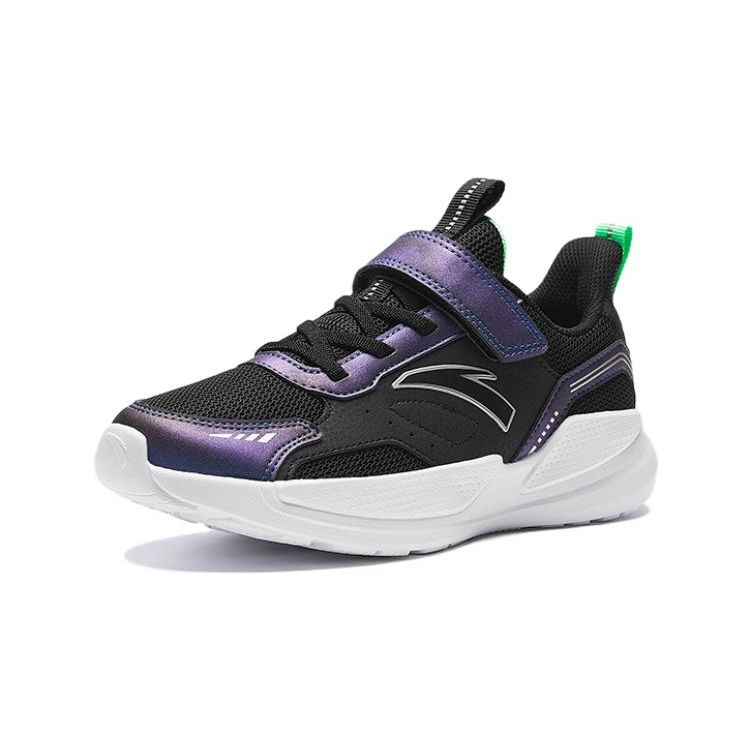 Anta Kids Comfortable Shock Absorbing Durable Low Top Running Shoes Kids Running Shoes Black Purple 312345508-2