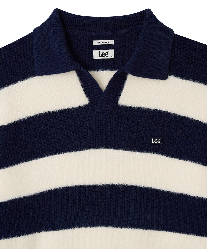 LEE Striped Collar Knit Navy