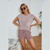 Spring and Summer New Loose Casual Suit Large Size with Pockets Solid Color Ladies Knitwear Shorts Set