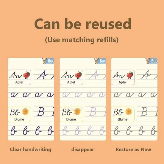 Handwriting Practice Book for Kids Magic Grooved Writing Copybook Reusable Writing Practice Workbook Kindergarten Pre-School Essentials