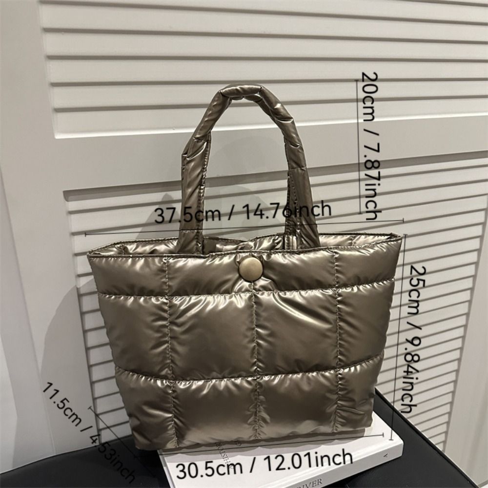 Fashion Solid Color Quilted Tote Bag Waterproof Lightweight Puffer Crossbody Bag Large Capacity Women Handbag