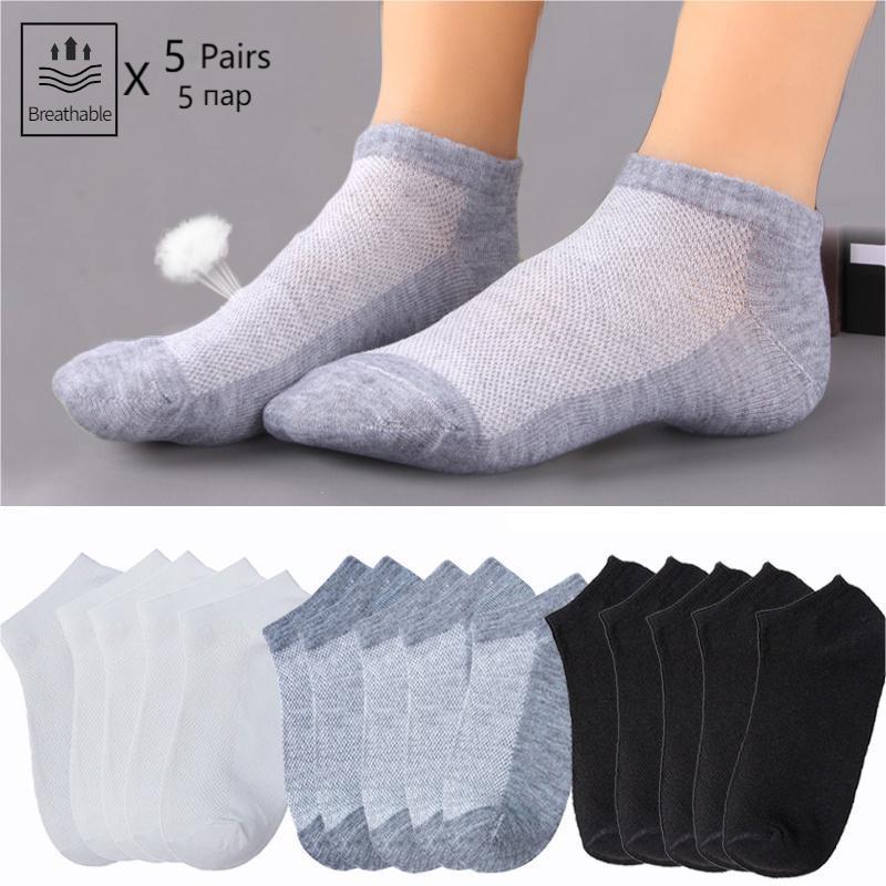 5Pairs Summer Women Cotton Short Socks White Black Gray Breathable Ankle Low Cut Casual Socks