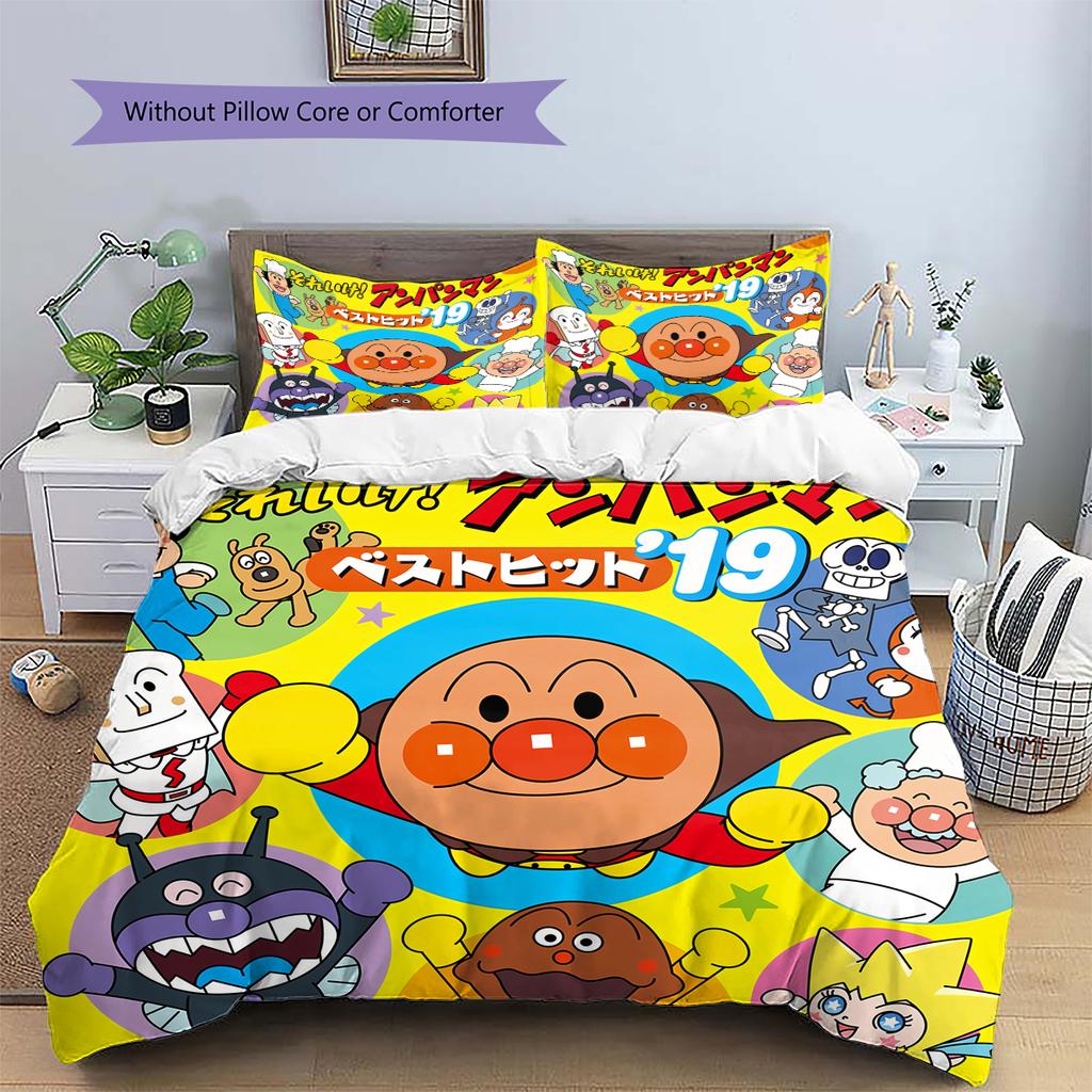 Anpanman Милый Стиль Комплект Постельного Белья Пододеяльник Наволочка Без Наполнителя, Мягкий Домашний Декор Спальни, Идеальный Подарок для Фанатов.chl