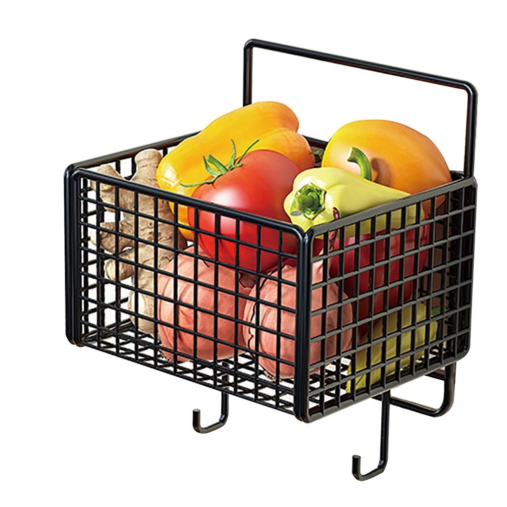 Кухонная настенная корзина одинарная металлическая большой вместимости экономящая место настенная корзина для хранения с крючком для овощей