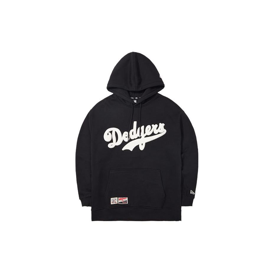 New Era FW23 MLB Лос-Анджелес Dodgers Ретро Свободный Флисовый Худи с Вышивкой Букв Унисекс Худи Черный 13781132