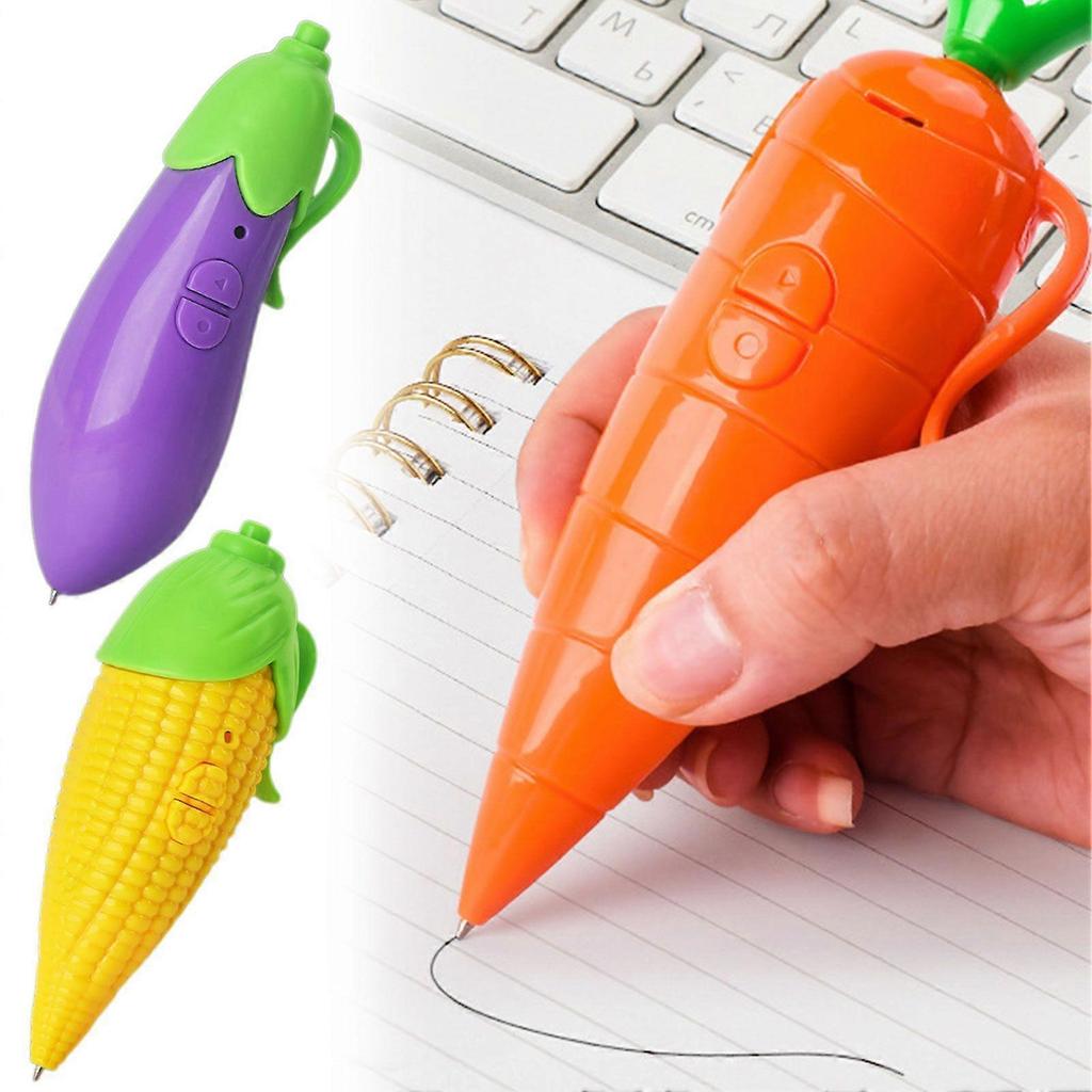 Kids Carrot Ballpoint Pen with Voice Recording, Voice Recorder Writing Pen for Children Learning