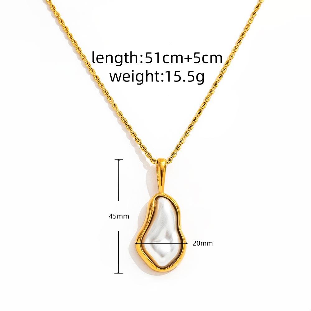Joolim Jewelry 18K Gold Plated Waterproof Fashion Irregular Pearl Pendant Twisted Rope Chain Necklace Stainless Steel Jewelry