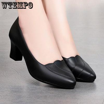 Рабочая обувь, женская обувь на мягкой подошве, одинарные туфли, женская обувь на толстом каблуке, нескользящая профессиональная кожаная обувь