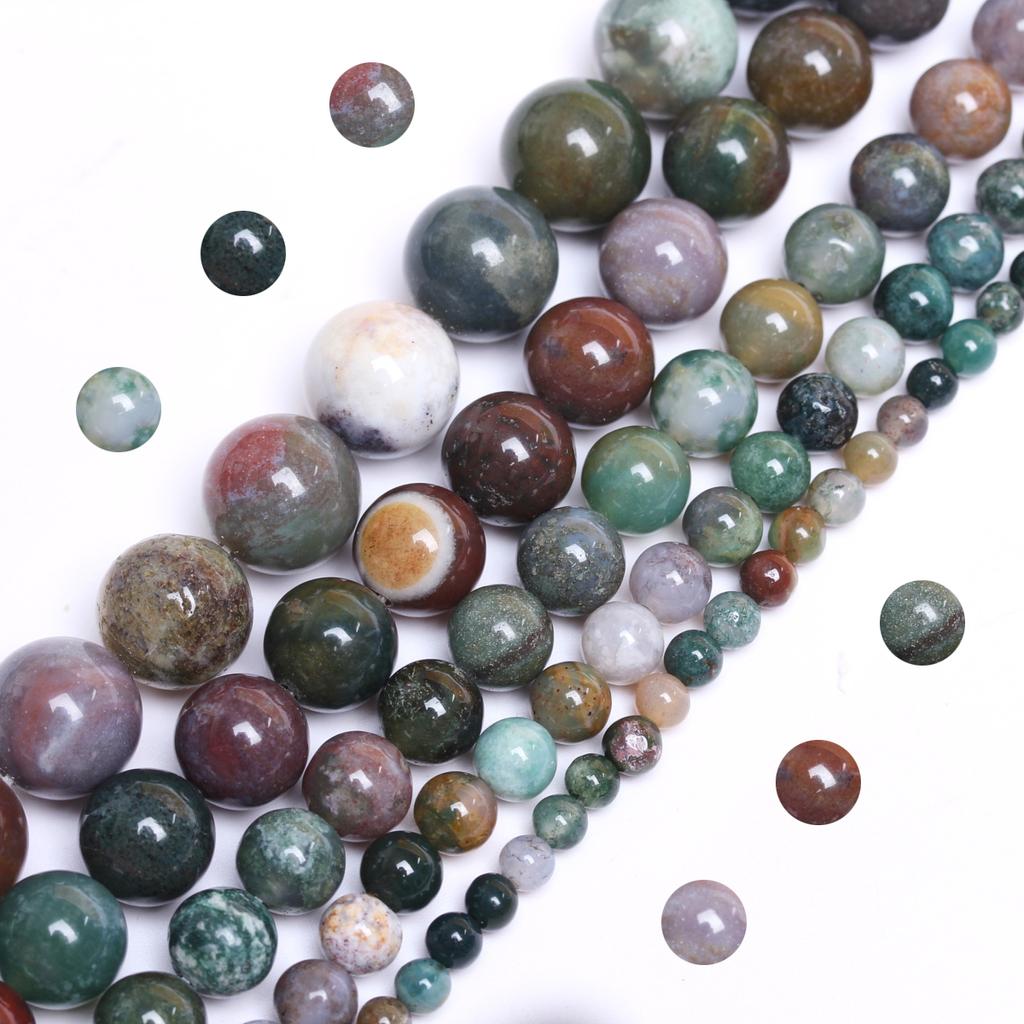 15-40 шт. 4-12 мм индийский агат натуральный камень круглые бусины DIY ожерелье серьги аксессуары для изготовления ювелирных изделий