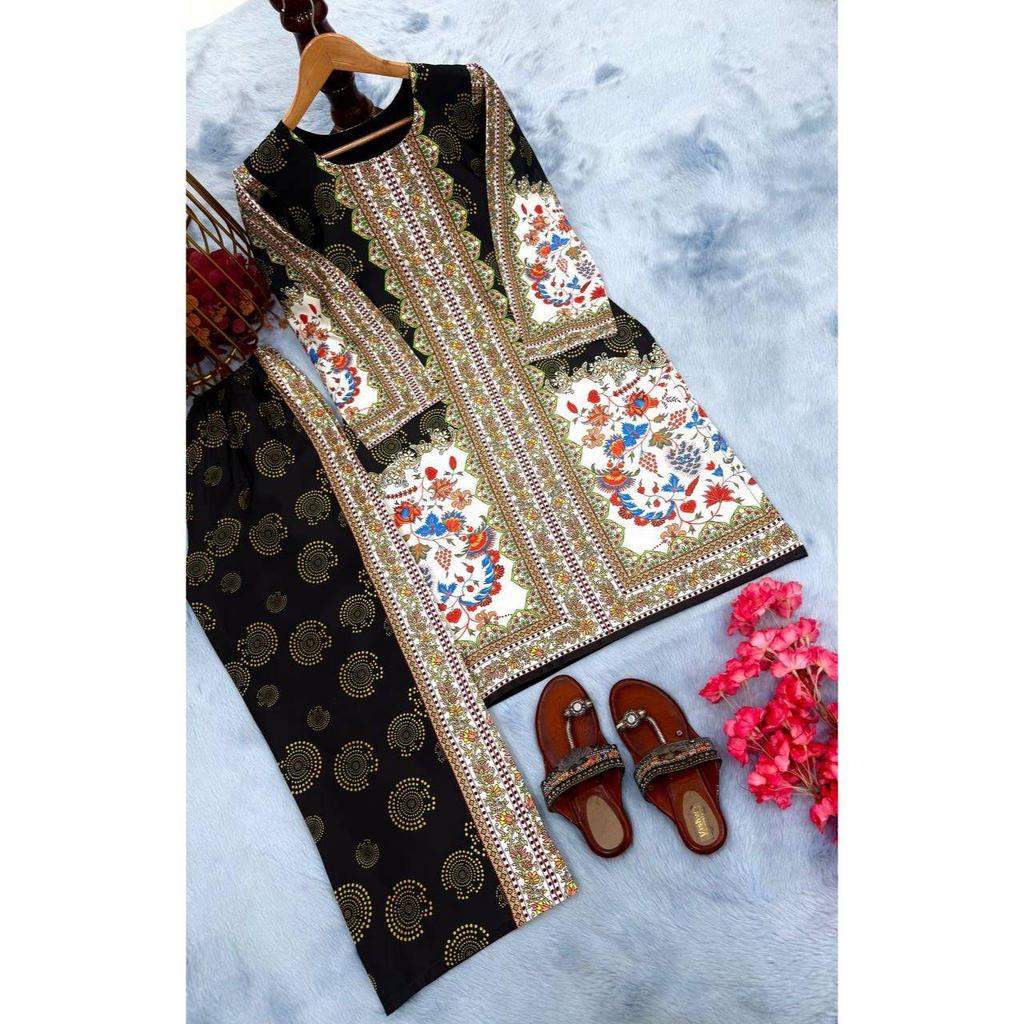 *Launching New Đěsigner Party Wear Look Pur Natural Crepe Top&plazzo Co-ords Set*