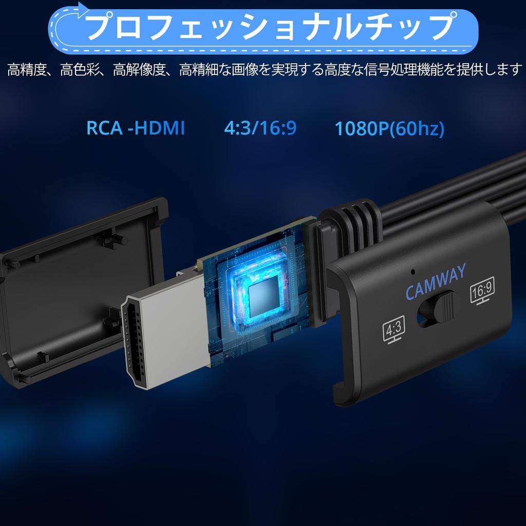 CAMWAY RCA в HDMI Переключаемый Видео AV в HDMI RCA в HDMI 3-цветный Мини CVBS Адаптер для Конвертера, 169/43 Конвертер, Поддержка 720P/1080P, Конвертер,