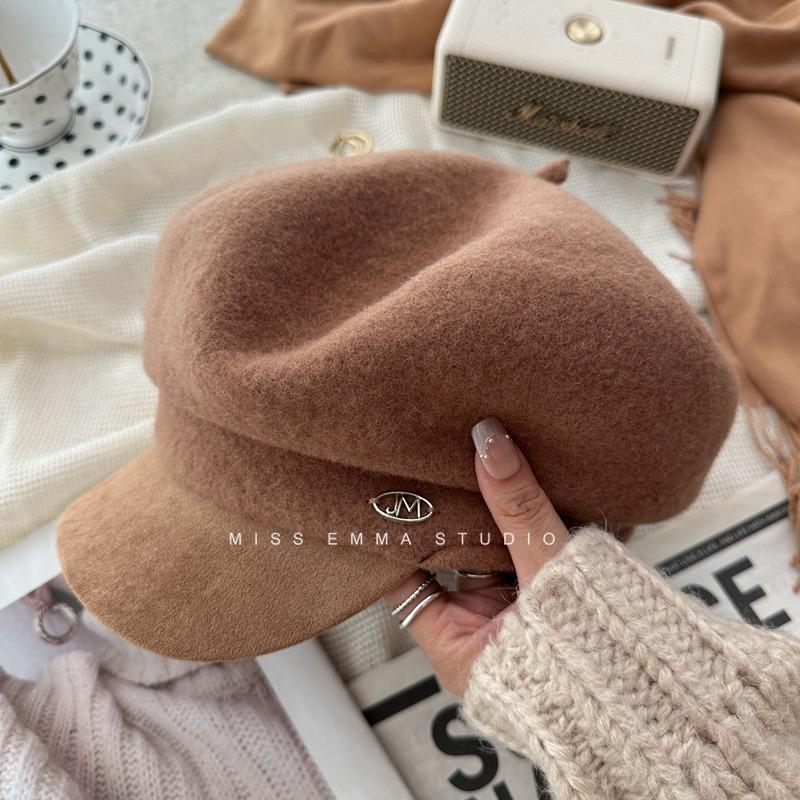 Шерстяная шляпа газетчика женская осенне-зимняя шляпа звездчатый анис облака берет с утиным язычком показывающий лицо маленькая фетровая шляпа в стиле ретро